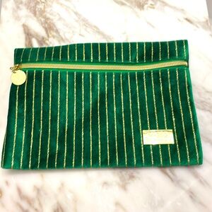 Mario Badescu Green Velvet Metallic Gold Cosmetic Bag